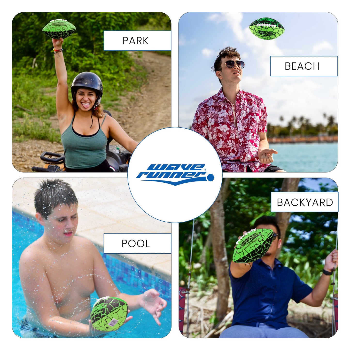 Wave Runner Water Football for Pool and Beach | Waterproof Football for Outdoor Games for Adults, Teens, and Kids - Lightweight Pool Toys, Easy Wet Grip, Outdoor Summer Toy Gift for Boys Ages 8-16