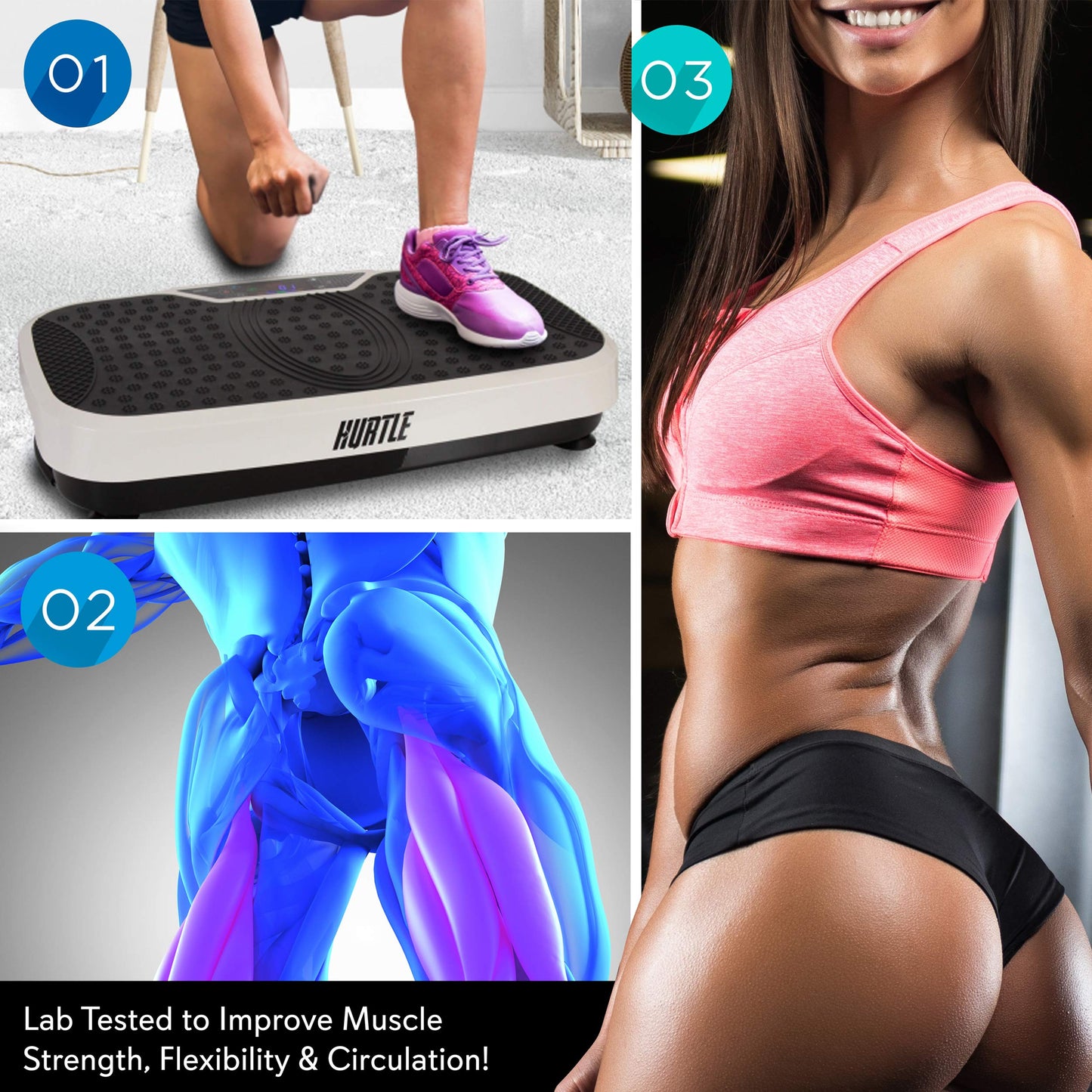 Hurtle Fitness Vibration Platform Machine - Home Gym Whole Body Shaker Exercise Machine Workout Trainer