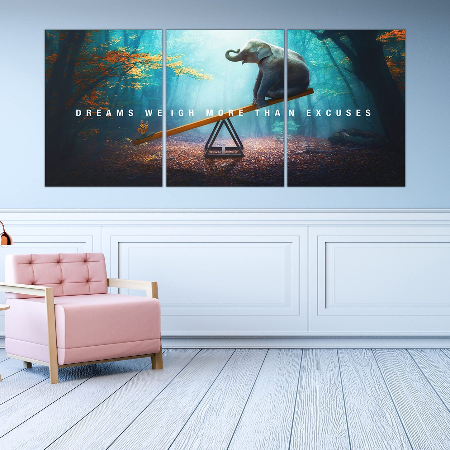 Yetaryy Motivational Poster Inspirational Wall Art 3 Pieces Canvas Painting Lion Artwork for Living Room Office Modern Home Decor Prints Pictures Wall Decor Framed Ready to Hang [36''Wx 16''H]