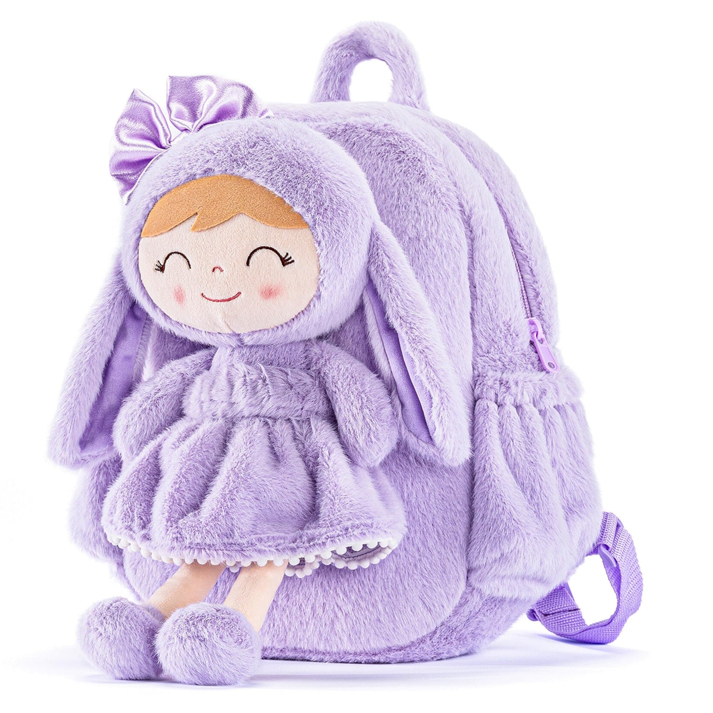 Gloveleya Back to School Gifts for Girls Bunny Toddler Backpack Plush Bag Baby Gift for Girl 2+ Years Old with Detachable Purple Rabbit Doll