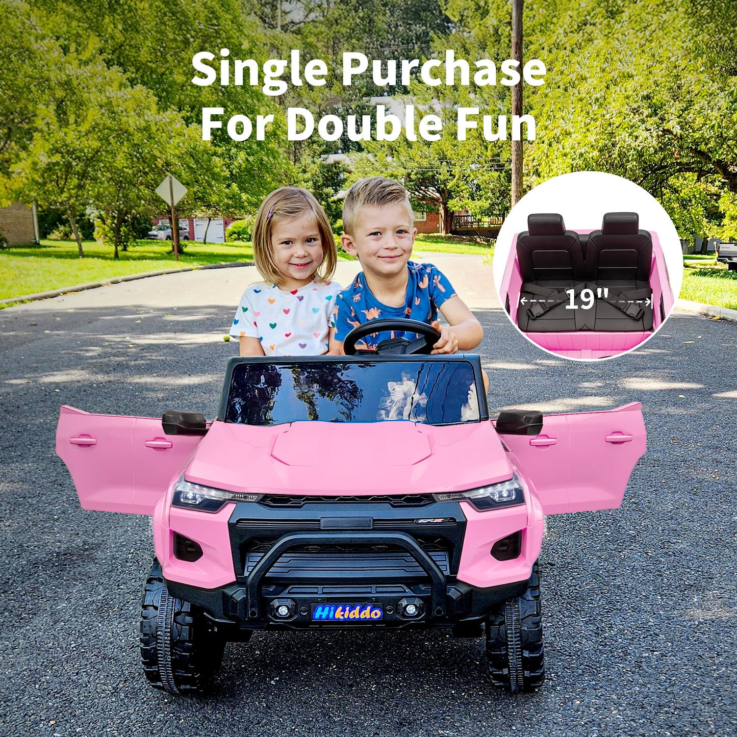 Hikiddo 24V 10Ah Ride on Toy for Big Kids, 4WD 2 Seater Electric SUV Kids Car to Drive w/Remote Control, 4x200W Motors - Pink