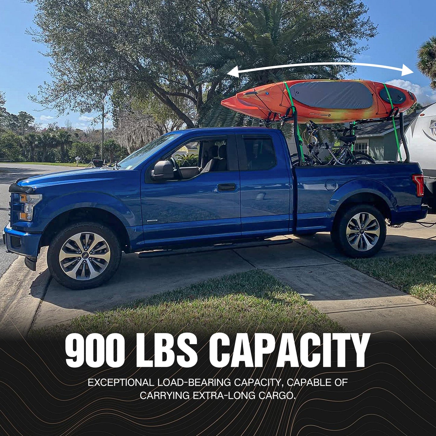 EYOUHZ Universal Extendable 46"-71" Overland Bed Racks Truck Cargo Carrier Fits Most Pickup Trucks, 900 LBS Non-Drilling Truck Rear Ladder Racks Back Cross Bars for Kayak, Surfboard, Lumber, Ladder