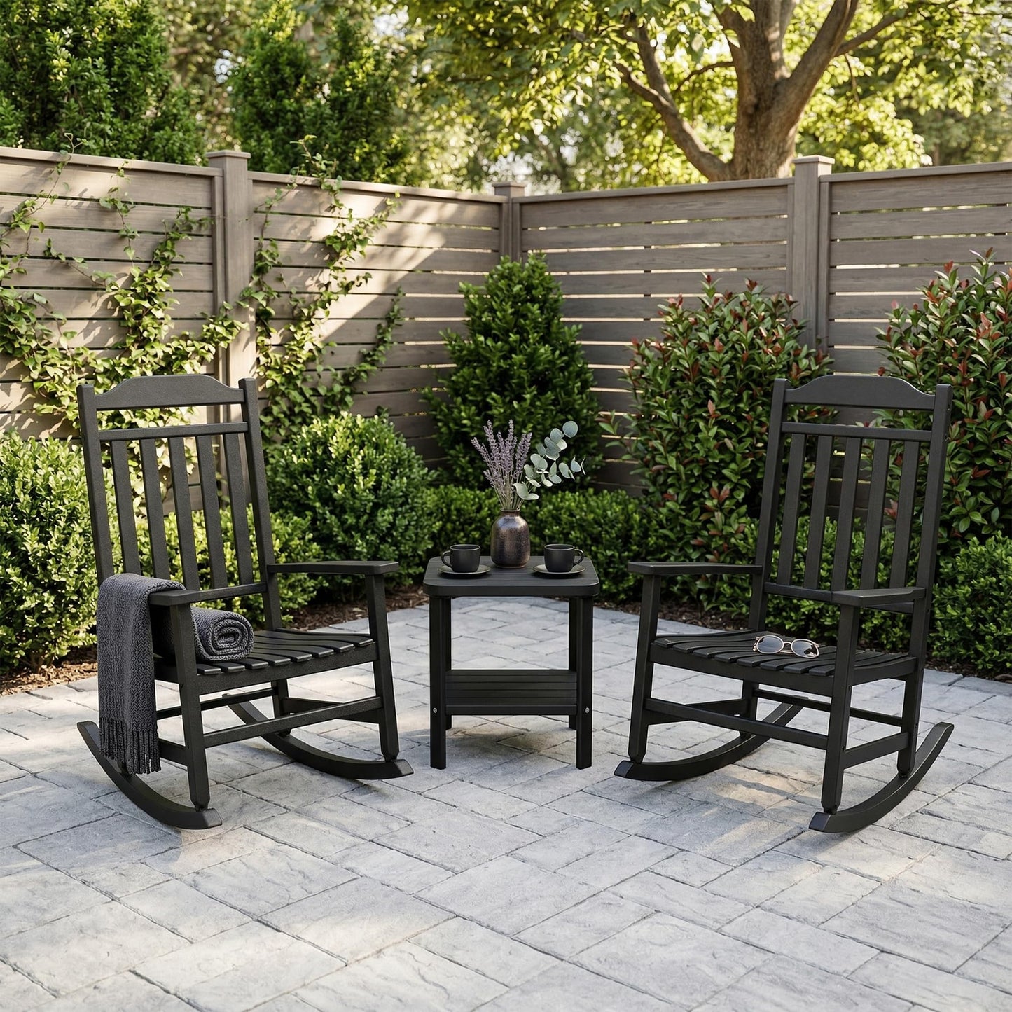 Outdoor Side Table, 2-Tier Small Table, Weather Resistant Outdoor End Tables, Patio Furniture for Garden, Porch, Pool, Lawn, Backyard or Indoor Bedroom