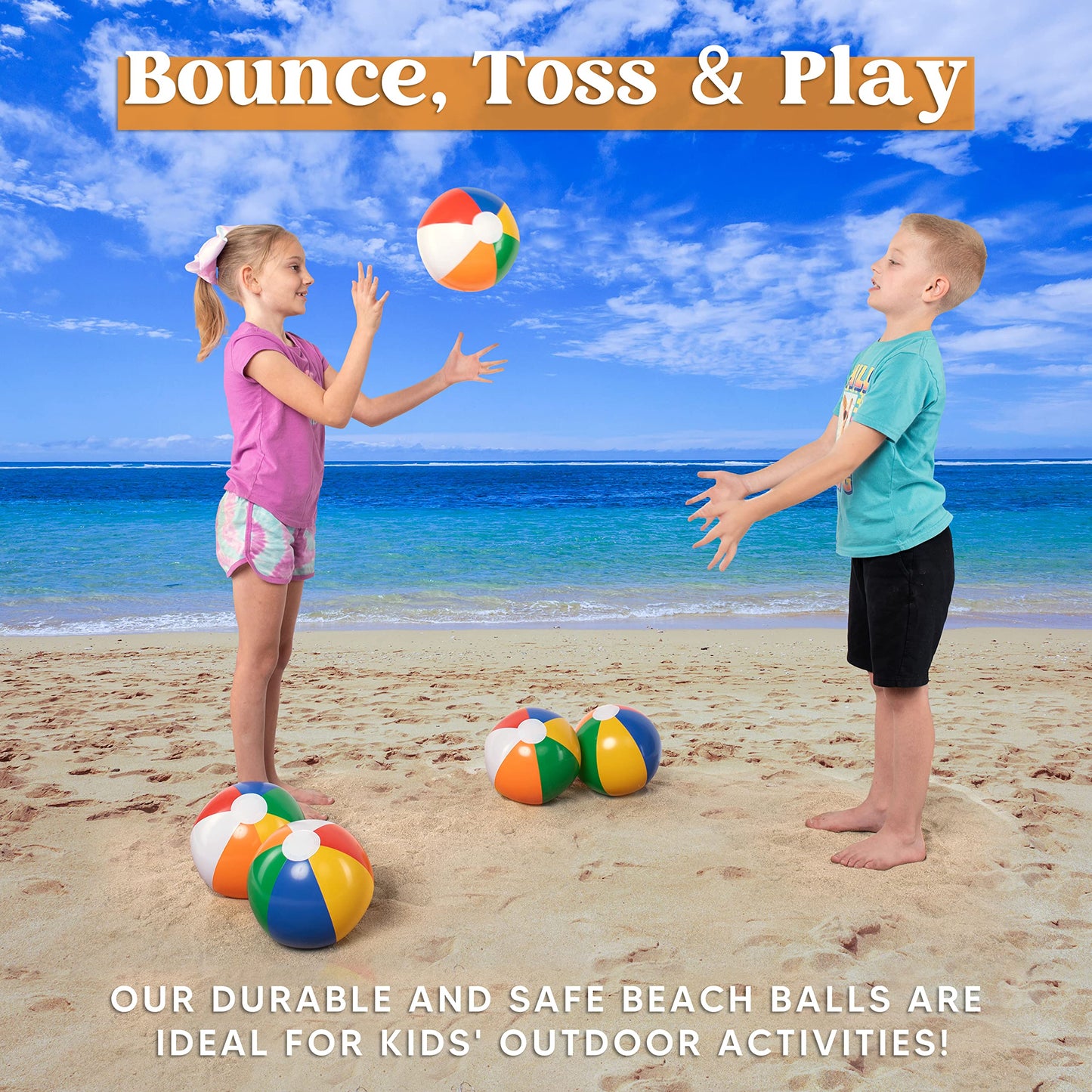 JOYIN 12 Packs 16" Inflatable Beach Balls, Large Rainbow Beach Balls Bulk for Pool Parties, Kids and Adults Summer Pool Party Toys, Beach Toys, Party Favors(16'')
