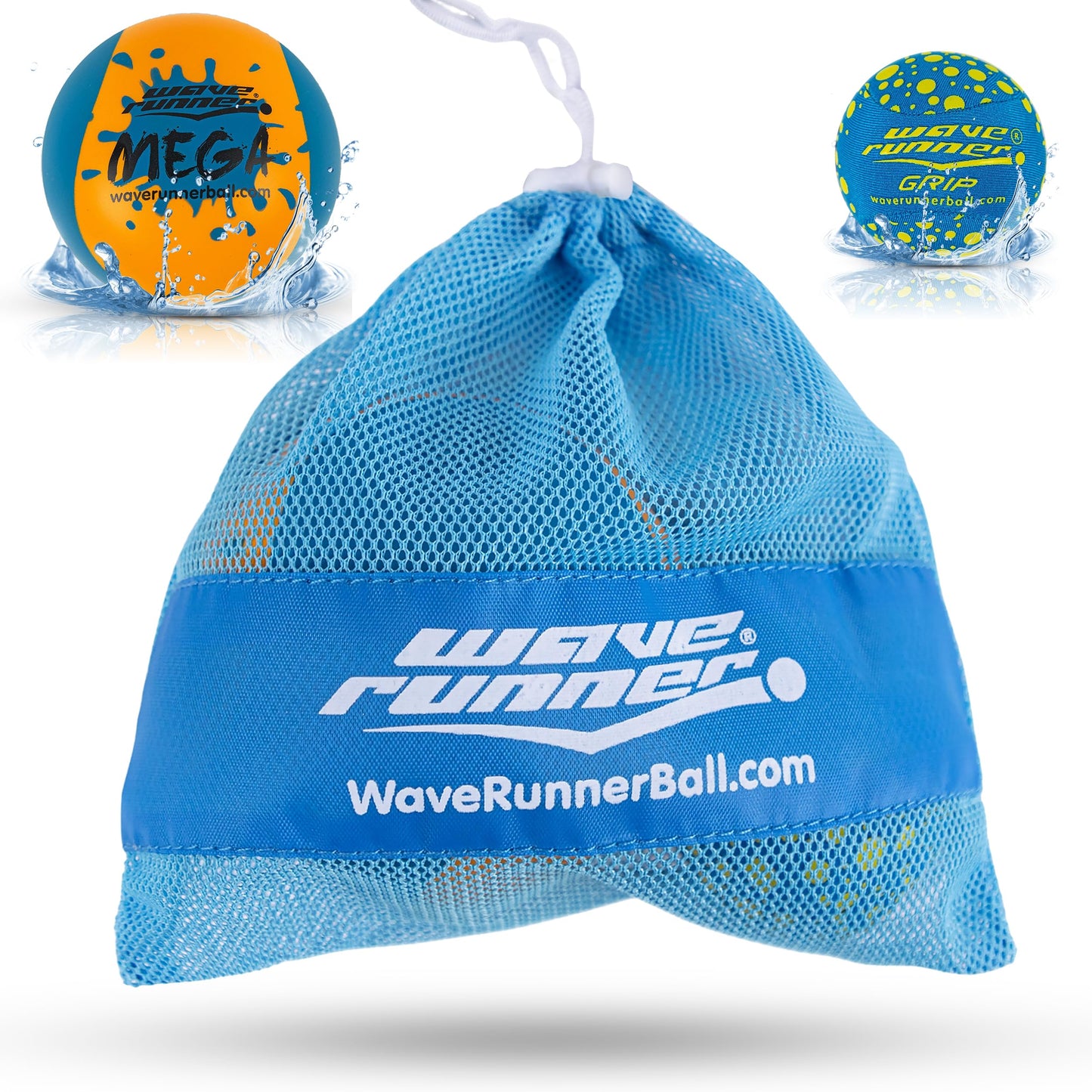 Wave Runner Water Skipping Balls 2 Pack, Soft Foam Pool Balls for Kids & Adults, Bounce Across Water, Floating Beach Toys with Mesh Bag, Summer Pool Toys for Family Vacation, Ages 6+