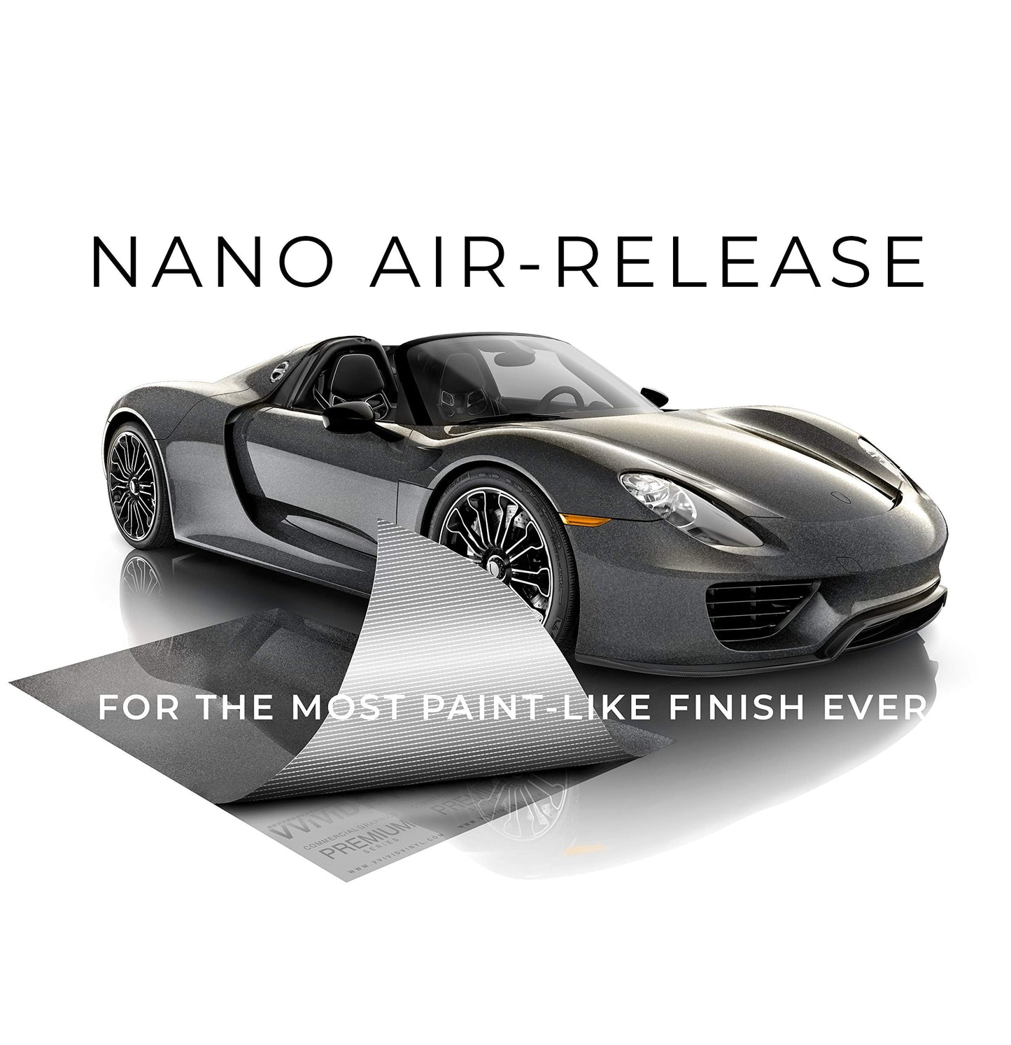 VViViD+ Ultra Gloss Candy Metallic Charcoal Grey Vinyl Car Wrap Premium Paint Replacement Film Roll with Nano Air Release Technology, Stretchable Protective Cap Liner, Self Adhesive (50ft x 5ft)