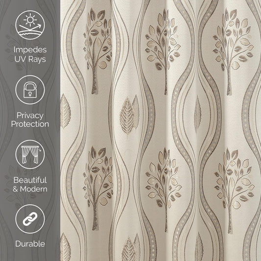 Elegant Comfort Luxurious Beautiful Curtain Panel Set with Attached Valance and Backing 54" X 84 inch (Set of 2), Beige
