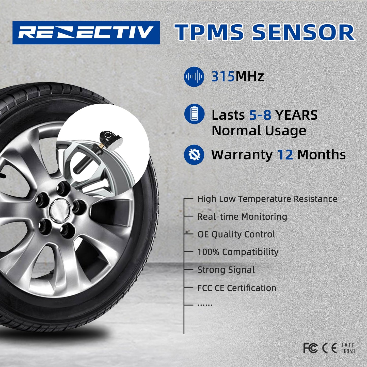 TPMS Sensor,315MHz Tire Pressure monitoring sensors compatible with Ford F150 Ecosport Mustang Escape Explorer, Lincoln MKC MKX MKZ Navigator Replace# F2GT1A180AB F2GT1A150AB F2GZ1A189A ,set of 4