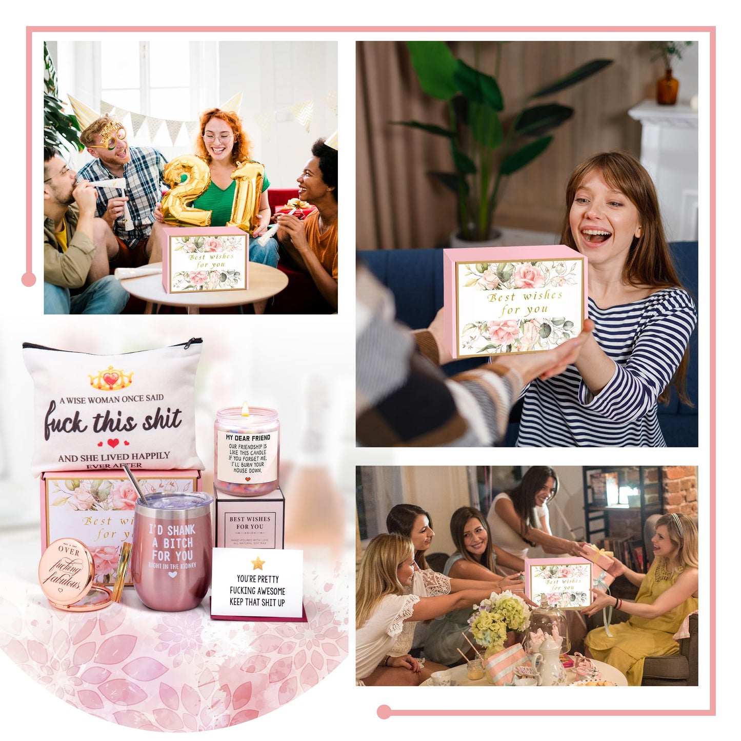 Birthday Gifts for Women Best Friends,Friendship Gifts for Women Her BFF Female Friends Bestie Sister Gift Basket from Sister Lavender Scented Candles 12oz Tumbler