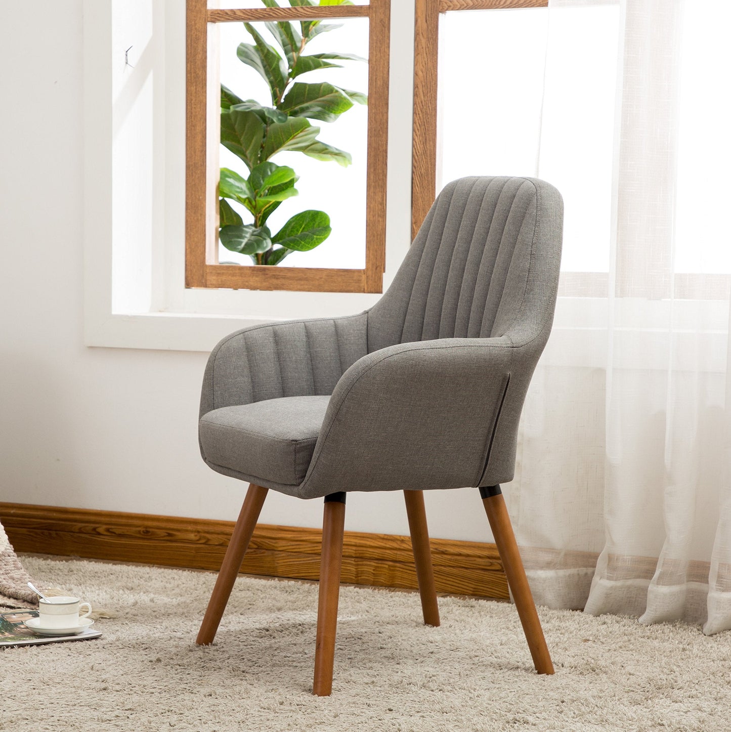 Roundhill Furniture Tuchico Contemporary Fabric Accent Chair,Arm Rest, Gray
