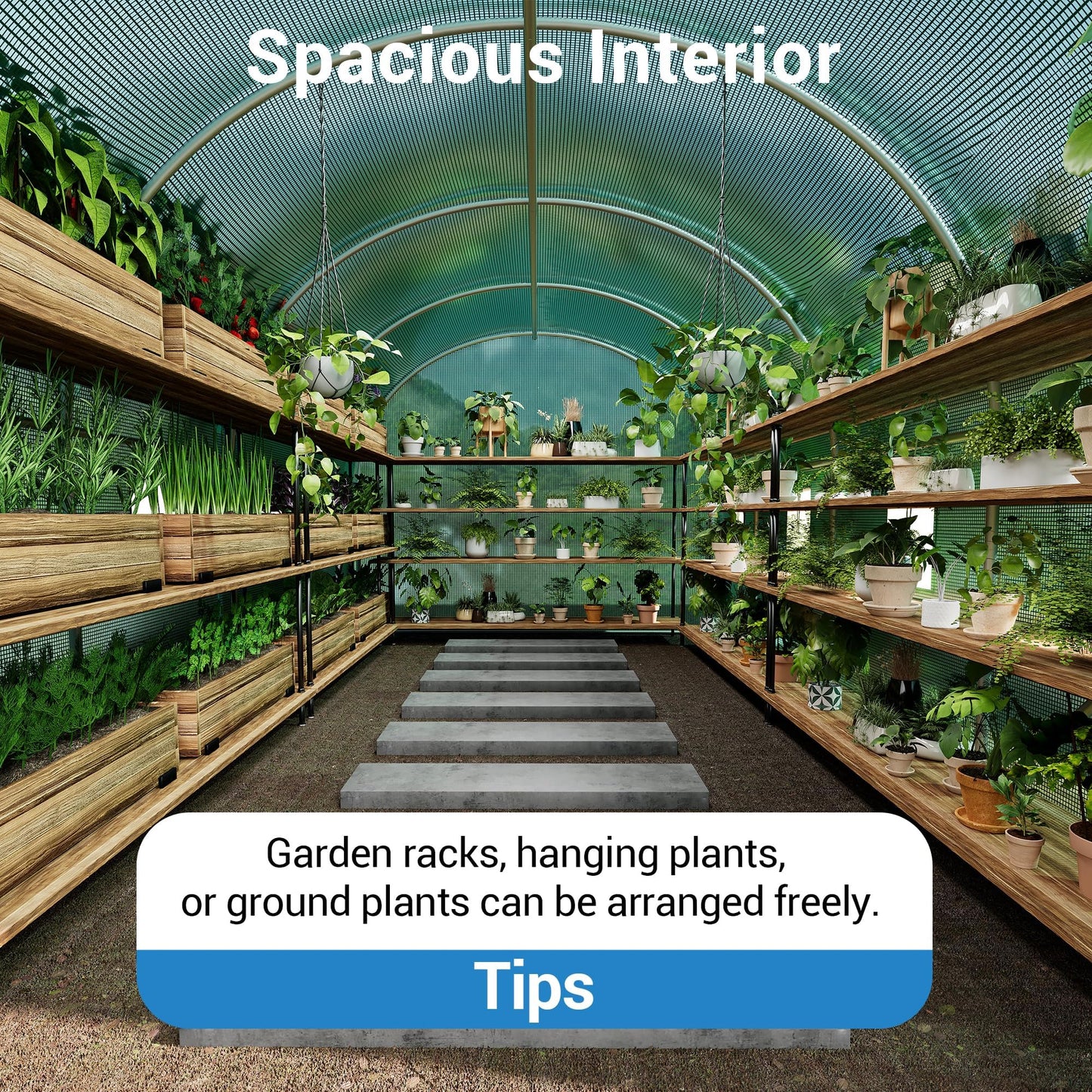 15x7x7FT Walk in Greenhouses for Outdoors - Heavy Duty Galvanized Steel Hoop Green House with PE Cover, 8 Windows & A Swing Door, Plant Tunnel for Gardening, Vegetables & Year-Round Growing