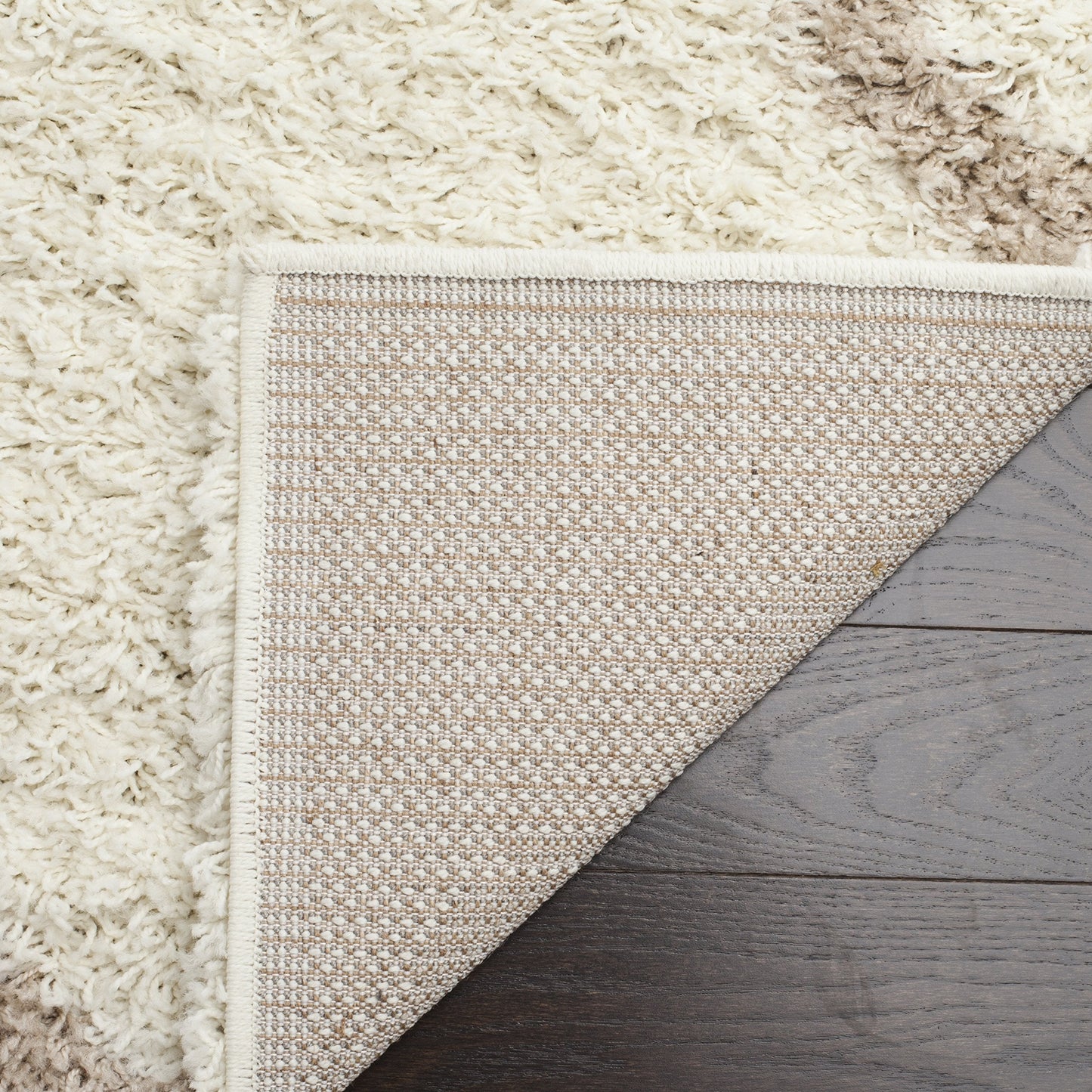 SAFAVIEH Area Rug 8x10 - Dallas Shag Collection - Large - Ivory & Beige, Trellis Pattern, Non-Shedding & Easy Cleaning, Plush Thick Pile, Ideal for Living Room, Bedroom, Dining Space (SGD257B)