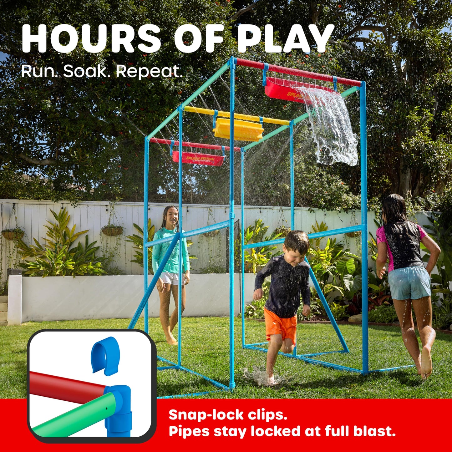 GoSports Splash Station Waterpark XL - Backyard Water Park for Kids, Outdoor Water Play Equipment with Sprinklers & Buckets