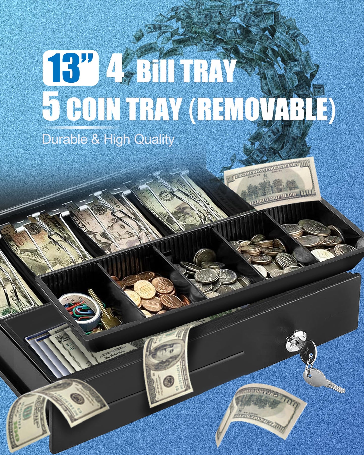 Perfiware Cash Register for Small Businesses with Scanner（HS1000）& Removable Checkport Cash Drawer,Electronic Cash Registers with Dual Display and Receipt Printer,Dust-Proof& Oil Proof