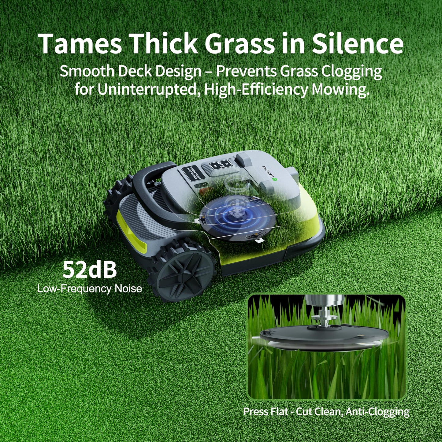 UBHOME Robot Lawn Mower, RTK+AI Vision Robot Mower for Accurate Navigation & Obstacle Avoidance, No Perimeter Wire, Smart APP Control, Automatic Grass Cutting for Large Lawns, 55% Slopes, 52dB Quiet