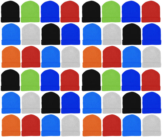48 Pack Kids Winter Beanies, Warm Cold Weather Hats for Boys Girls Children, School Outdoors, Bulk