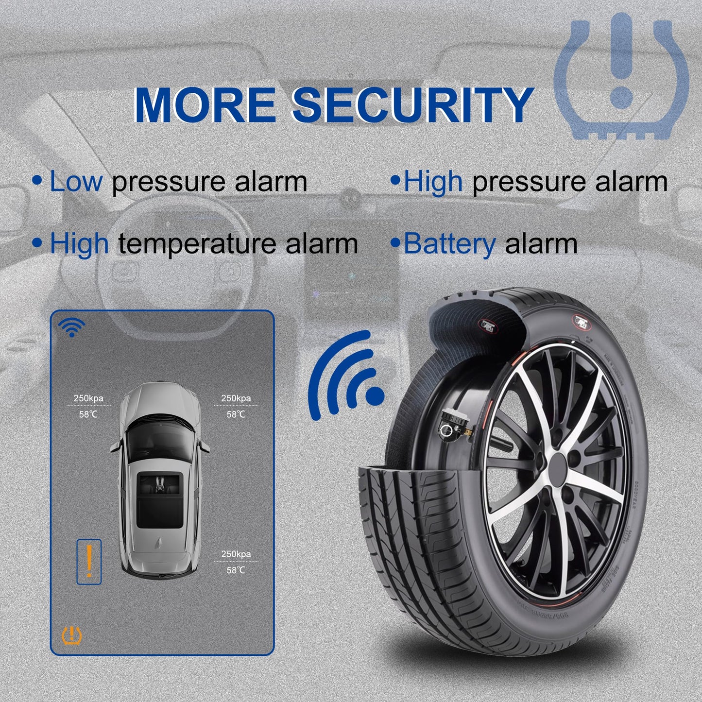 TPMS Sensor,315MHz Tire Pressure monitoring sensors compatible with Ford F150 Ecosport Mustang Escape Explorer, Lincoln MKC MKX MKZ Navigator Replace# F2GT1A180AB F2GT1A150AB F2GZ1A189A ,set of 4